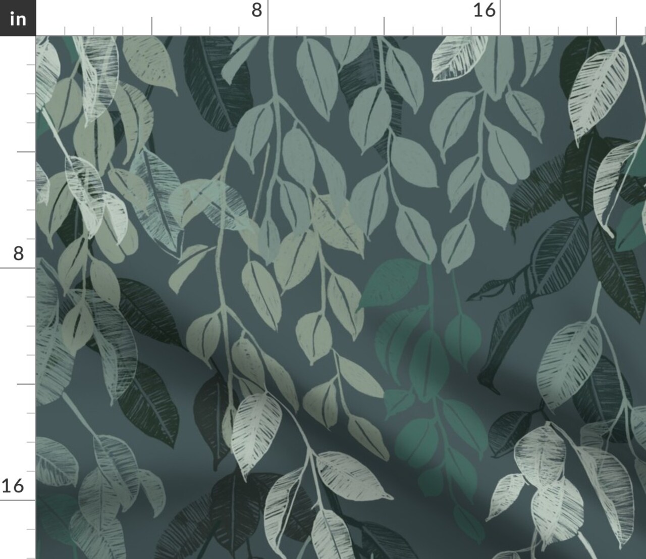 Botanical Vines Serene Nature Calm Leaves Teal Neutral Modern Trees Boho Green Custom Printed Fabric by Spoonflower Various Fabrics by the Yard or Fat Quarter